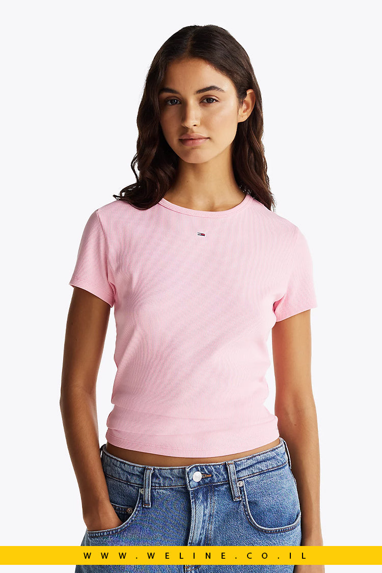 חולצת Ribbed Slim T-Shirt לנשים מבית Tommy Jeans