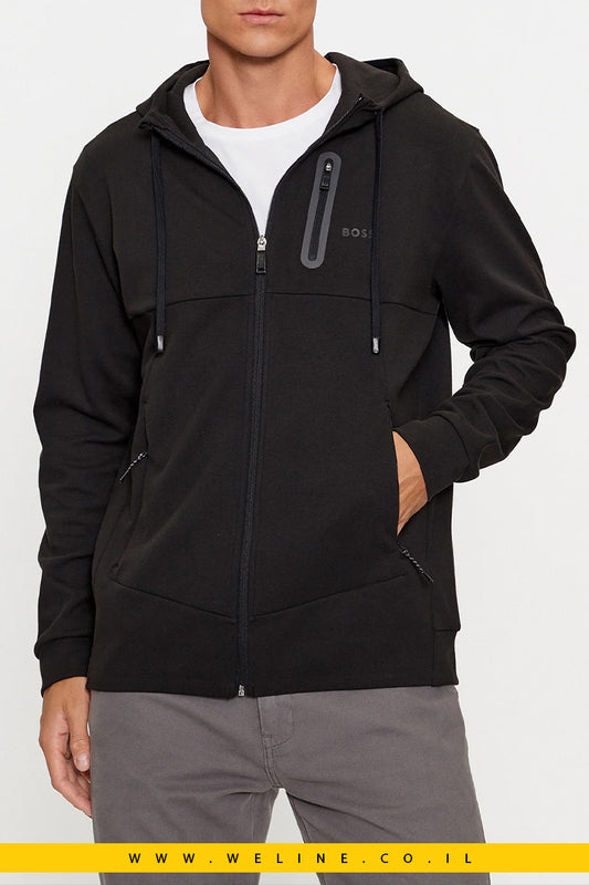 BOSS - סווטשירט דגם Sariq בצבע שחור בגזרה רגילה