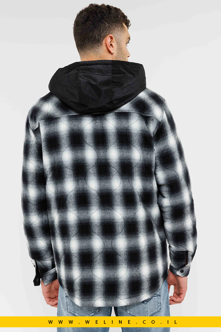 ג'קט דו-צדדי לגברים בצבע שחור/אפור