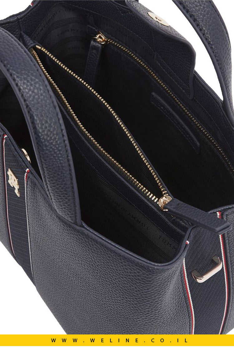 תיק צד לנשים TH Legacy Satchel בצבע כחול נייבי מבית Tommy Hilfiger