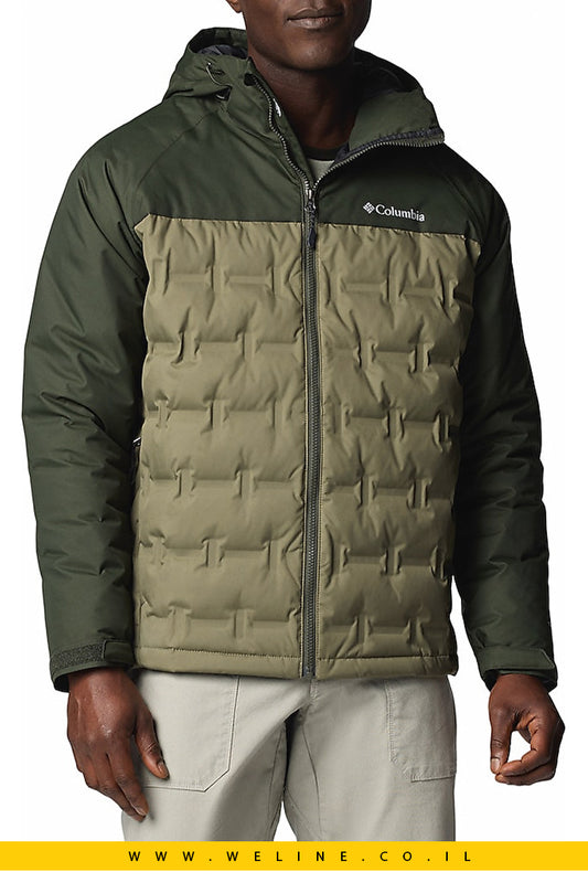 Columbia Grand Trek III Down מעיל פוך לגבר בצבע ירוק עם כובע