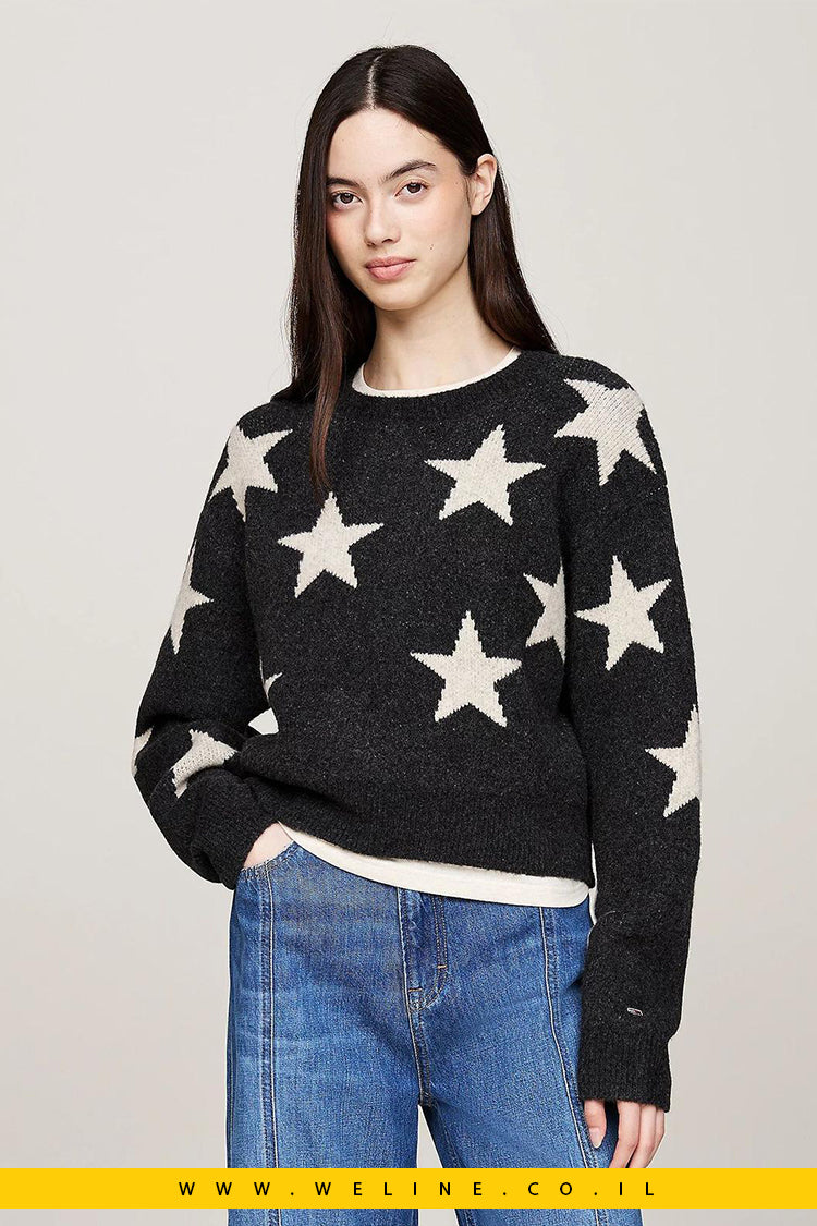 סוודר נשים Tommy Hilfiger עם דוגמת כוכבים