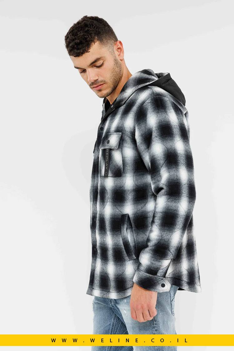 ג'קט דו-צדדי לגברים בצבע שחור/אפור