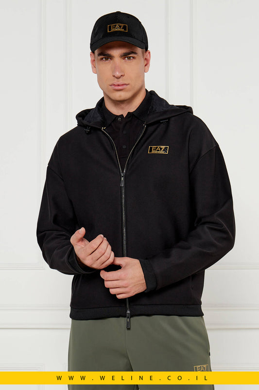 סווטשירט לגברים EA7 Emporio Armani Regular Fit בצבע שחור