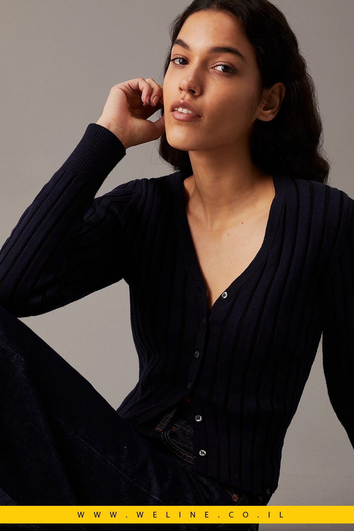 קרדיגן לנשים Calvin Klein Slim Plated Cotton