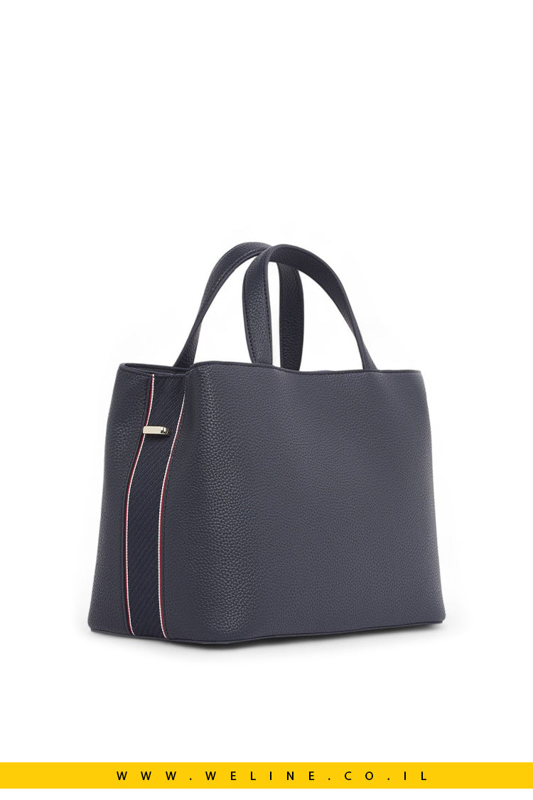 תיק צד לנשים TH Legacy Satchel בצבע כחול נייבי מבית Tommy Hilfiger
