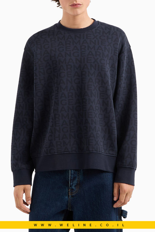 סווטשירט קרונק מבד כותנה מחוזק עם לוגו טון-על-טון