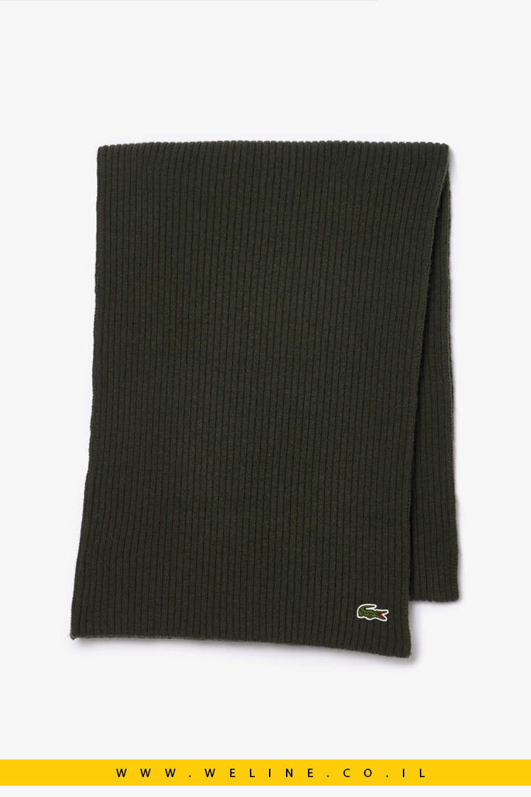 צעיף יוניסקס של Lacoste מצמר בצורת סריג ריב