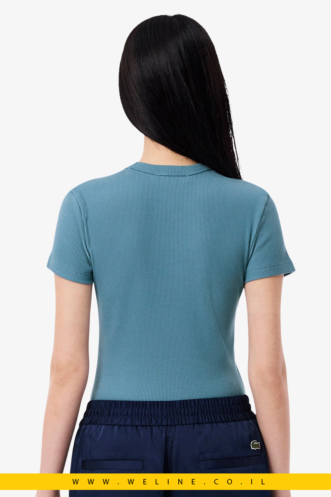 חולצת טי לנשים Lacoste Slim Fit Ribbed Cotton
