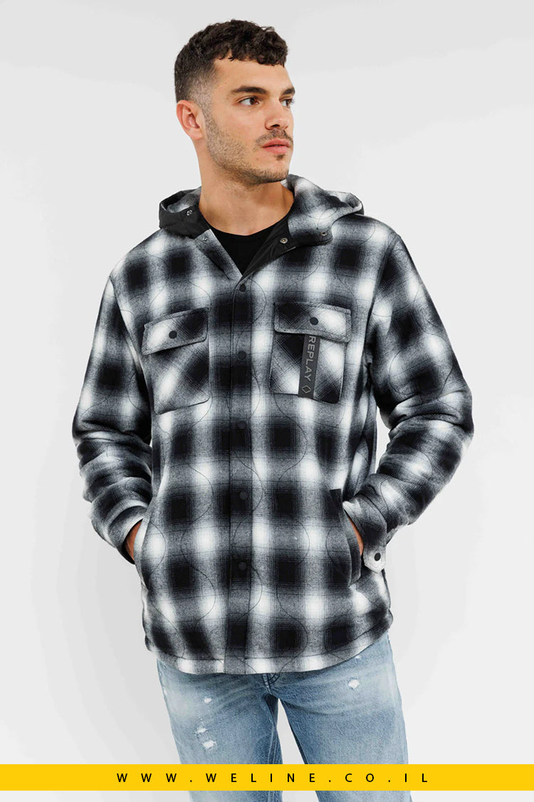 ג'קט דו-צדדי לגברים בצבע שחור/אפור