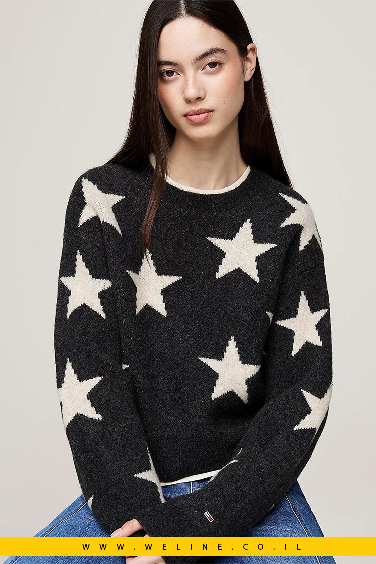 סוודר נשים Tommy Hilfiger עם דוגמת כוכבים