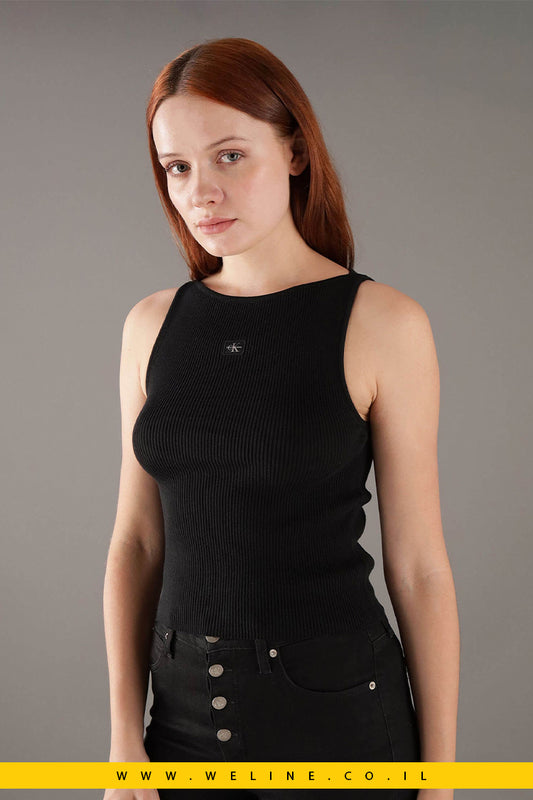 גופייה Slim Ribbed Cotton מבית Calvin Klein