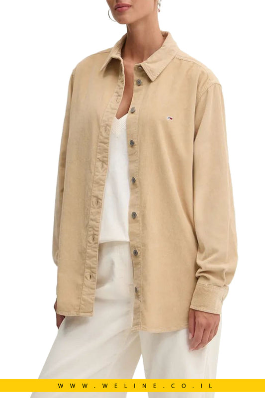 חולצת אוברשירט בצבע בז' מבית Tommy Jeans