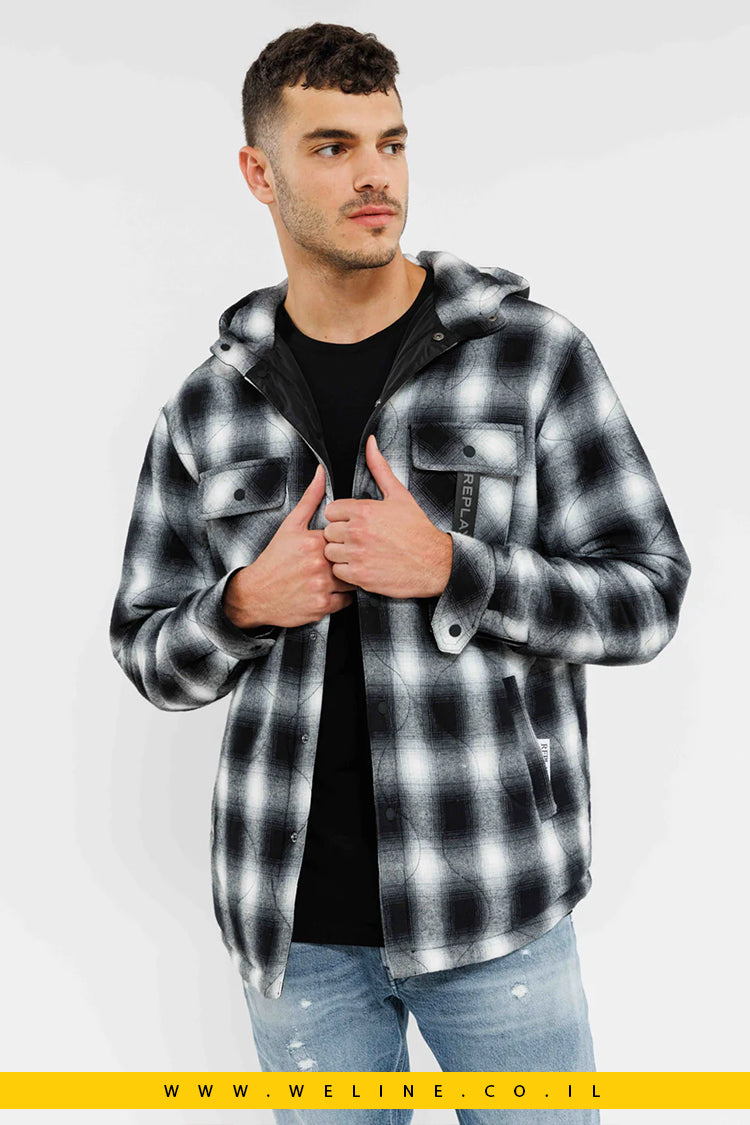 ג'קט דו-צדדי לגברים בצבע שחור/אפור