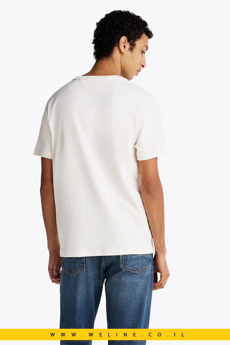 חולצת טי Embroidered Hilfiger Flags בצבע Ivory Petal
