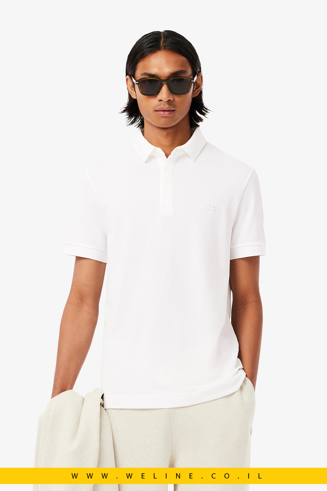 חולצת פולו לגברים Lacoste Paris Stretch Piqué