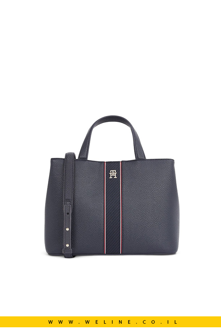 תיק צד לנשים TH Legacy Satchel בצבע כחול נייבי מבית Tommy Hilfiger