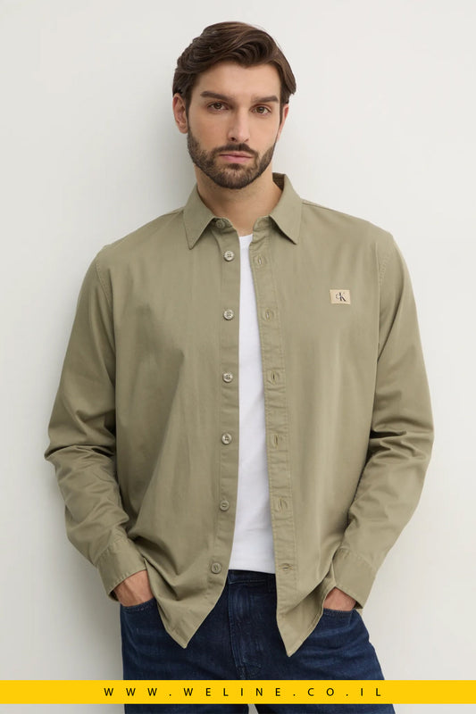 חולצה מכופתרת לגברים Calvin Klein Jeans בצבע ירוק