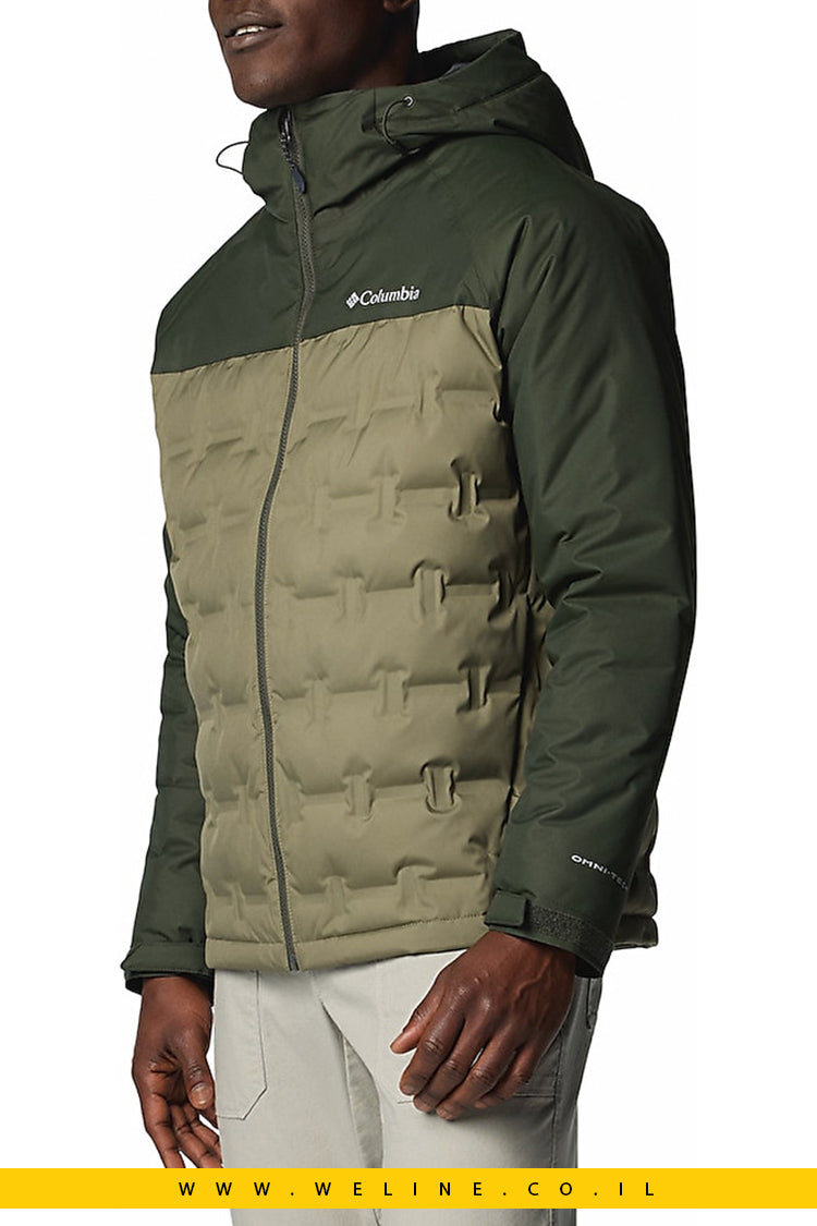 Columbia Grand Trek III Down מעיל פוך לגבר בצבע ירוק עם כובע