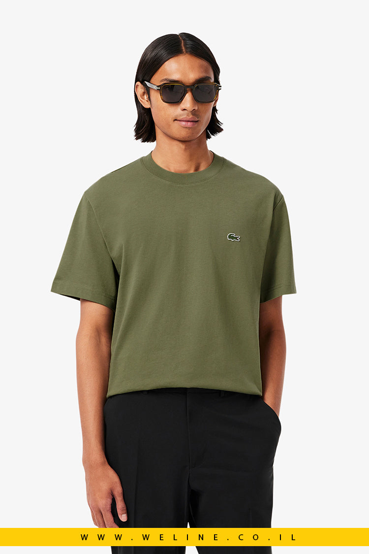 חולצת טי כותנה לגברים בצבע ירוק מבית Lacoste