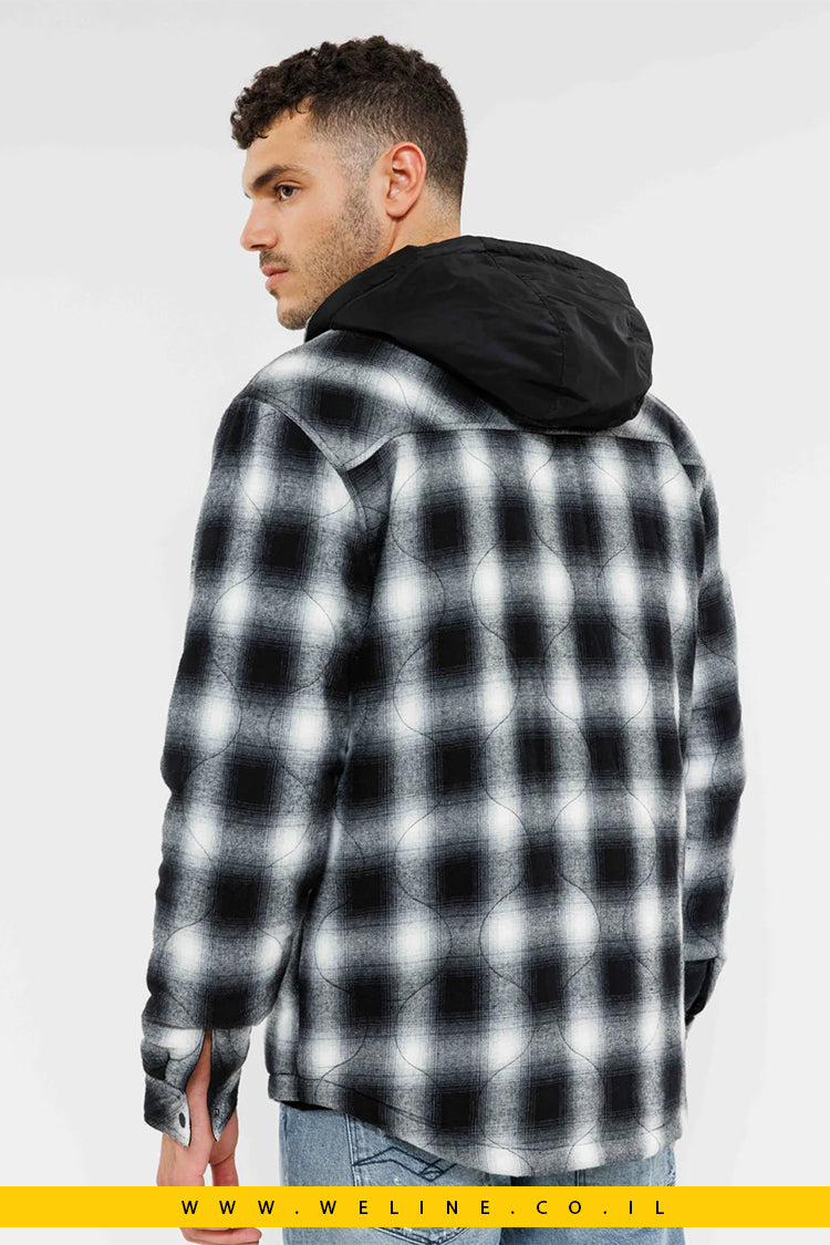 ג'קט דו-צדדי לגברים בצבע שחור/אפור