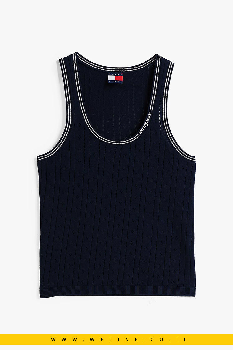 גופייה צמודה Pointelle Slim Tank Top מבית Tommy Jeans