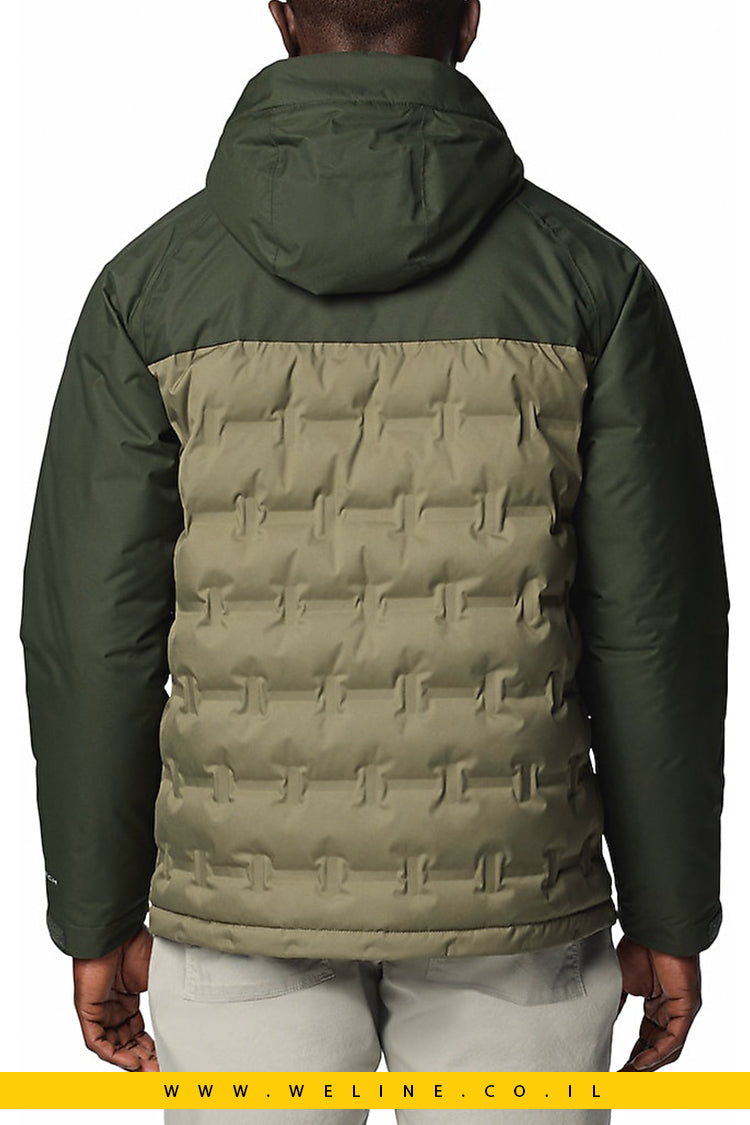 Columbia Grand Trek III Down מעיל פוך לגבר בצבע ירוק עם כובע