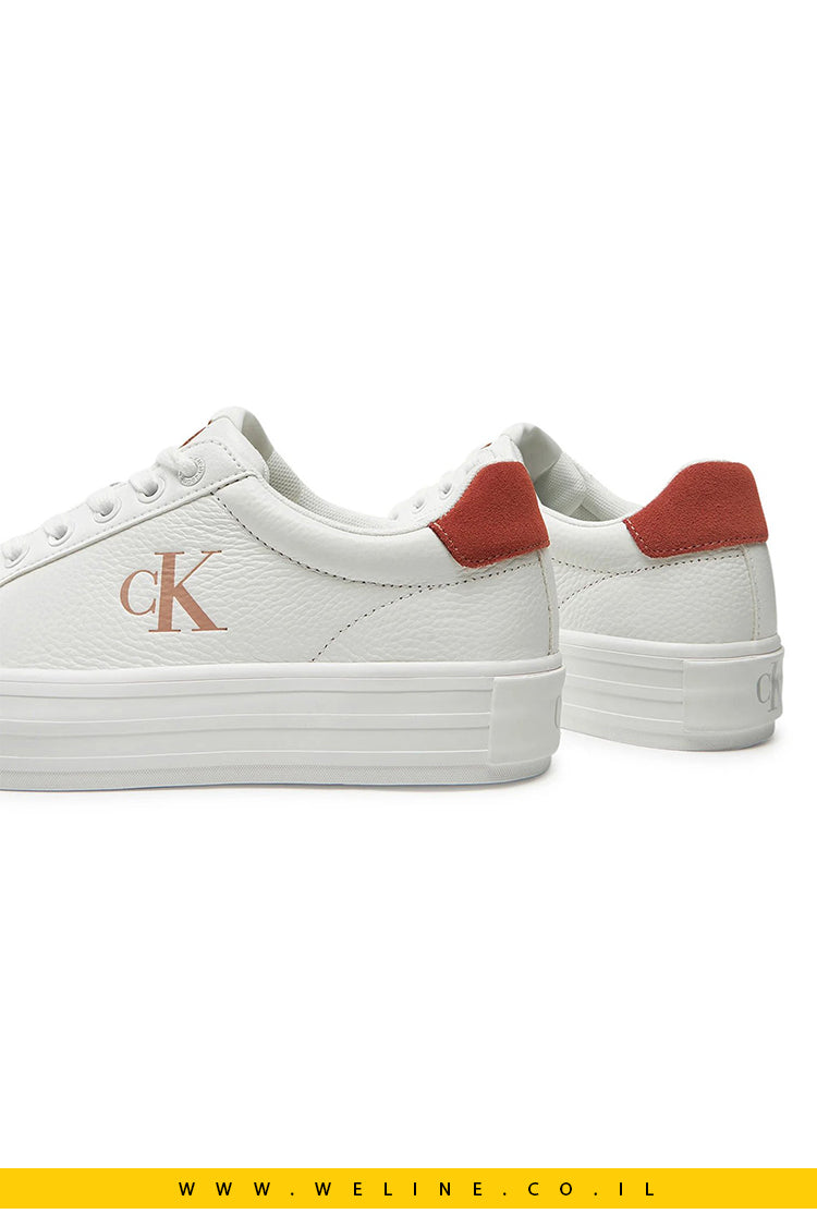 סניקרס עור לנשים - Calvin Klein White