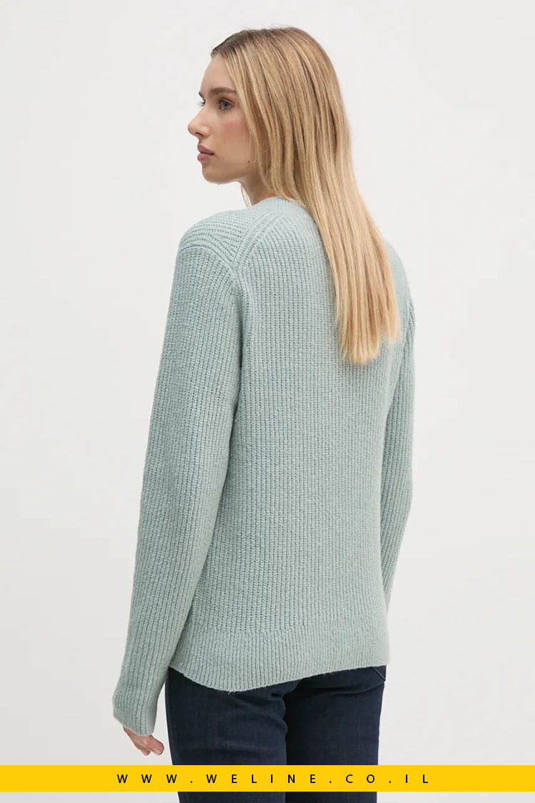 סוודר Calvin Klein לנשים - Boucle Ribbed V-neck