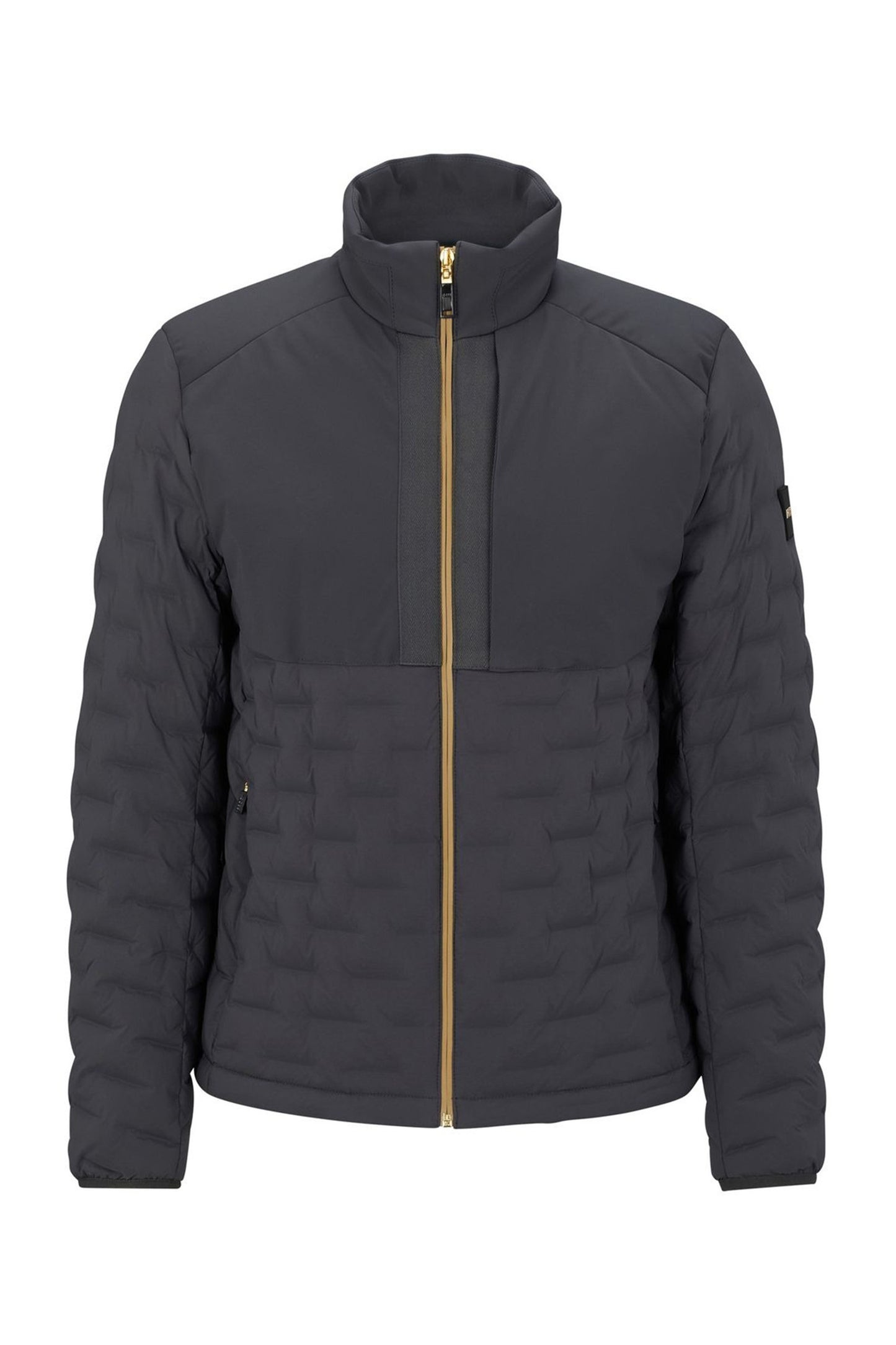 מעיל חורף מרופד של Hugo Boss Green בצבע אפור רגיל עם רוכסן