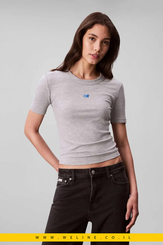 חולצת נשים Calvin Klein Jeans – A-Modal Rib Tee (Essential)
