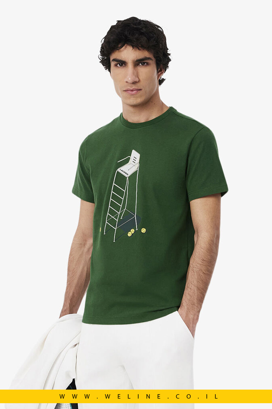 חולצת טי לגברים בהשראת טניס קלאסי – עם הדפס Heritage | Lacoste