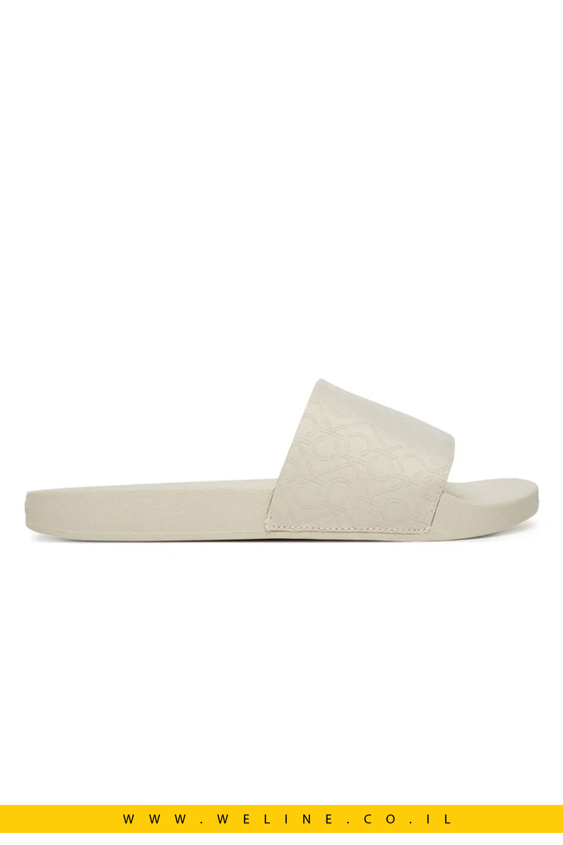 כפכפי נשים מבית Calvin Klein – דגם Pool Slide בצבע אקרו