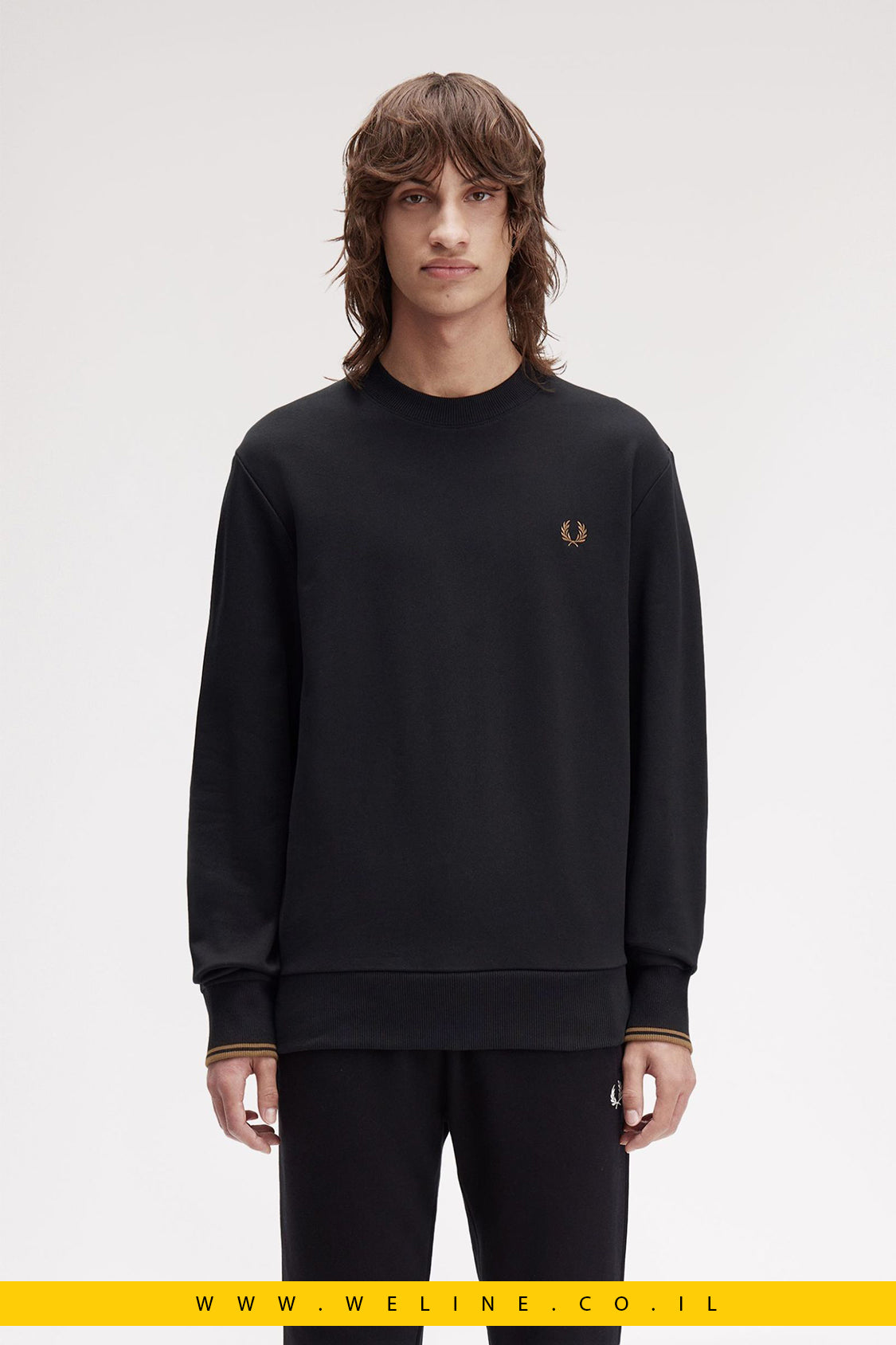 סווטשירט לגברים – Crew Neck בצבע שחור / Shaded Stone