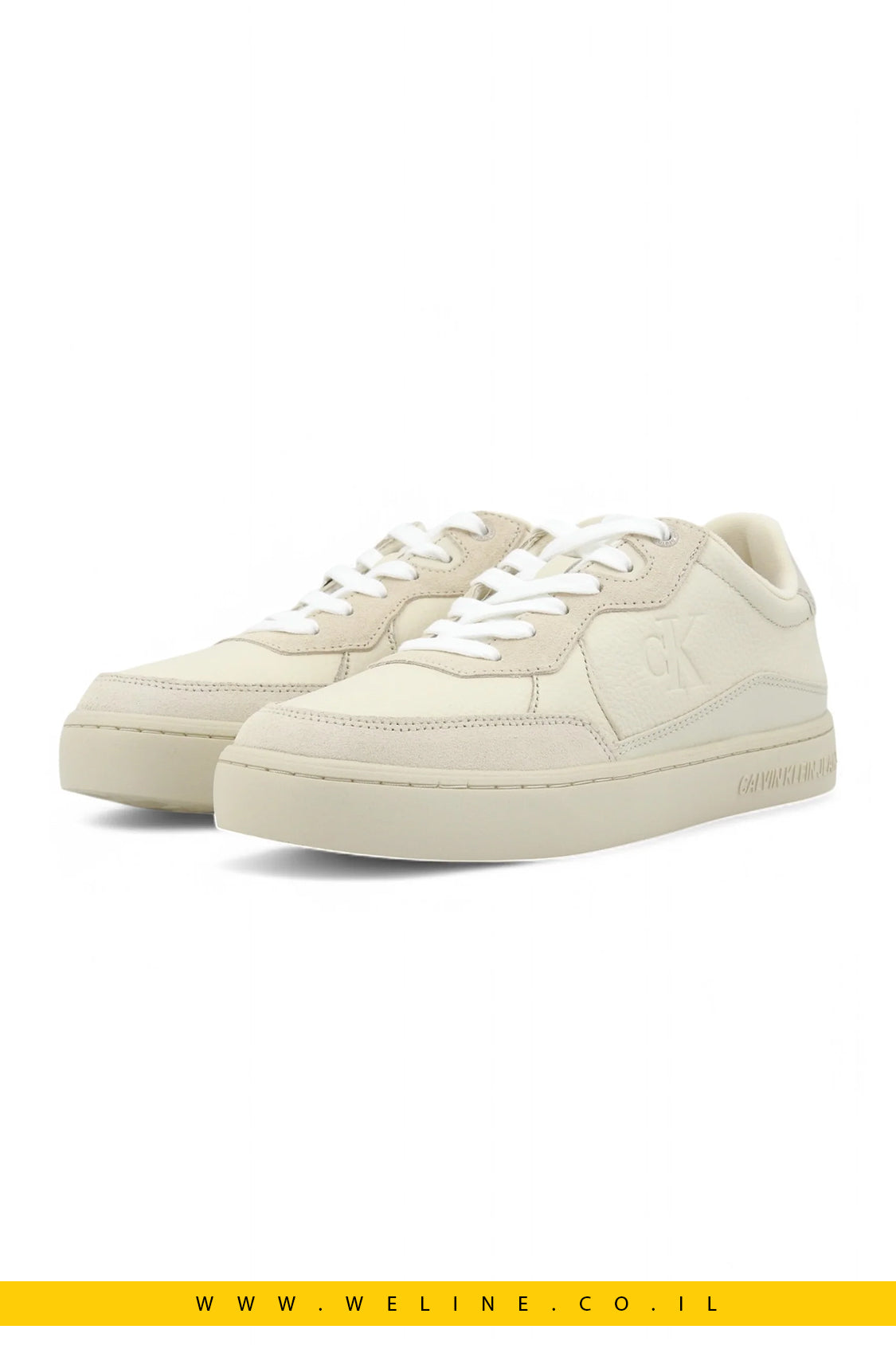 CALVIN KLEIN נעל סניקרס Lthr Sneaker Uomo Beige