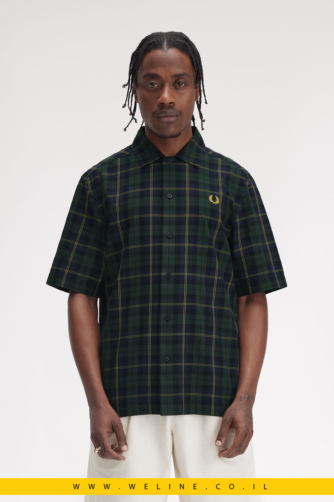 חולצת טארטן קצרה מבד טוויל כותנה – Tartan Twill Short Sleeve Shirt