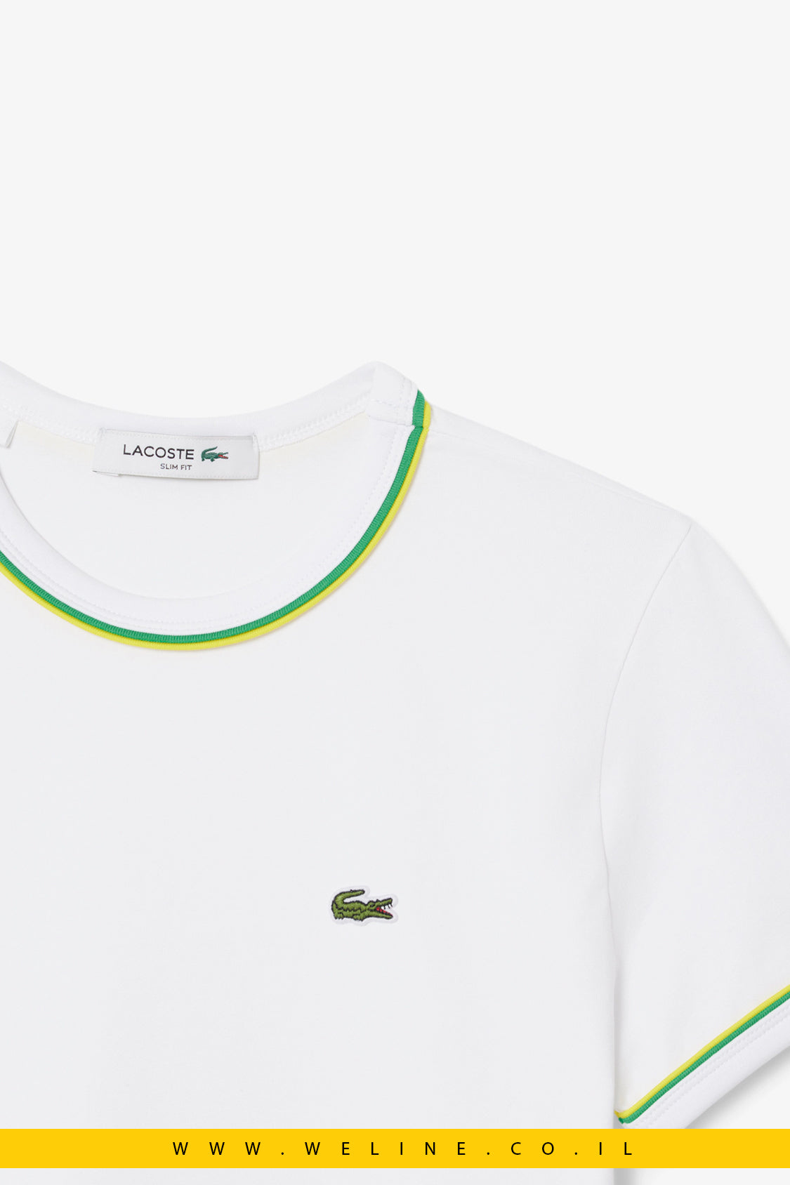 טי-שירט לנשים עם עיטורי קונטרסט – לבן – Lacoste