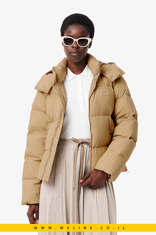 מעיל פוך לנשים בגזרה נינוחה עם כובע - Women's Relaxed Fit Hooded Down Jacket