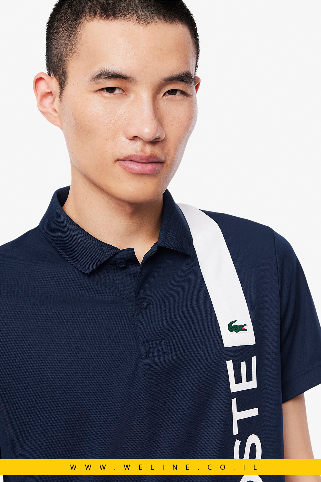 חולצת פולו טניס לגברים עם הדפס לוגו – בד נושם Ultra Dry | Lacoste