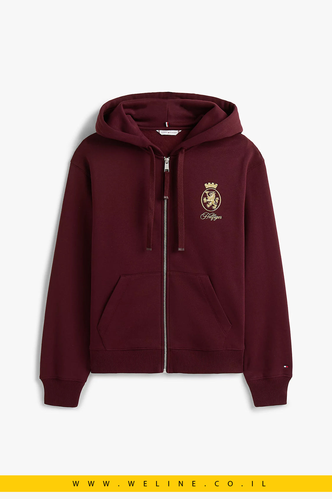 קפוצ'ון נשים Tommy Hilfiger עם רוכסן וזהב – רקמת TH Crest