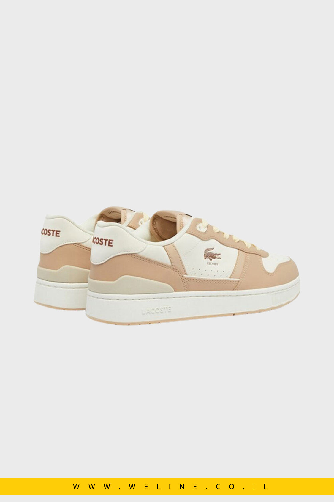 נעלי סניקרס עור לגברים Lacoste T-Clip Tonal