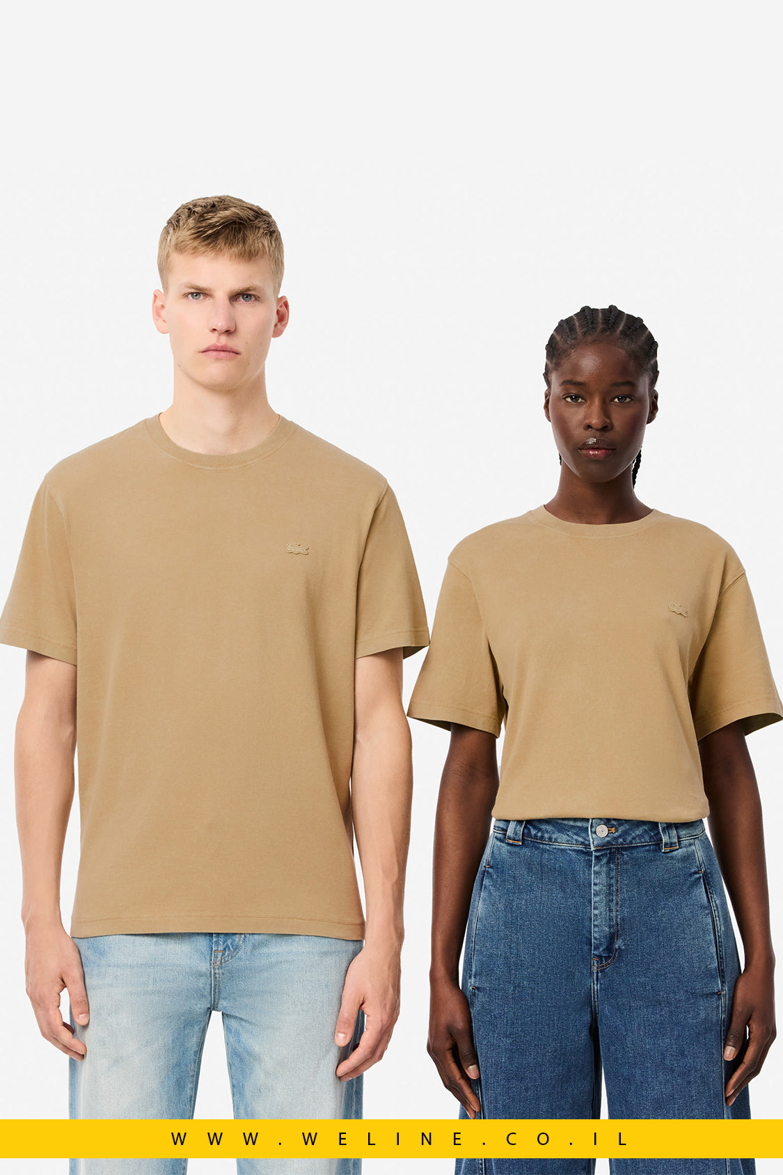 חולצת טי יוניסקס מכותנה כבדה עם אפקט שטיפה – Lacoste