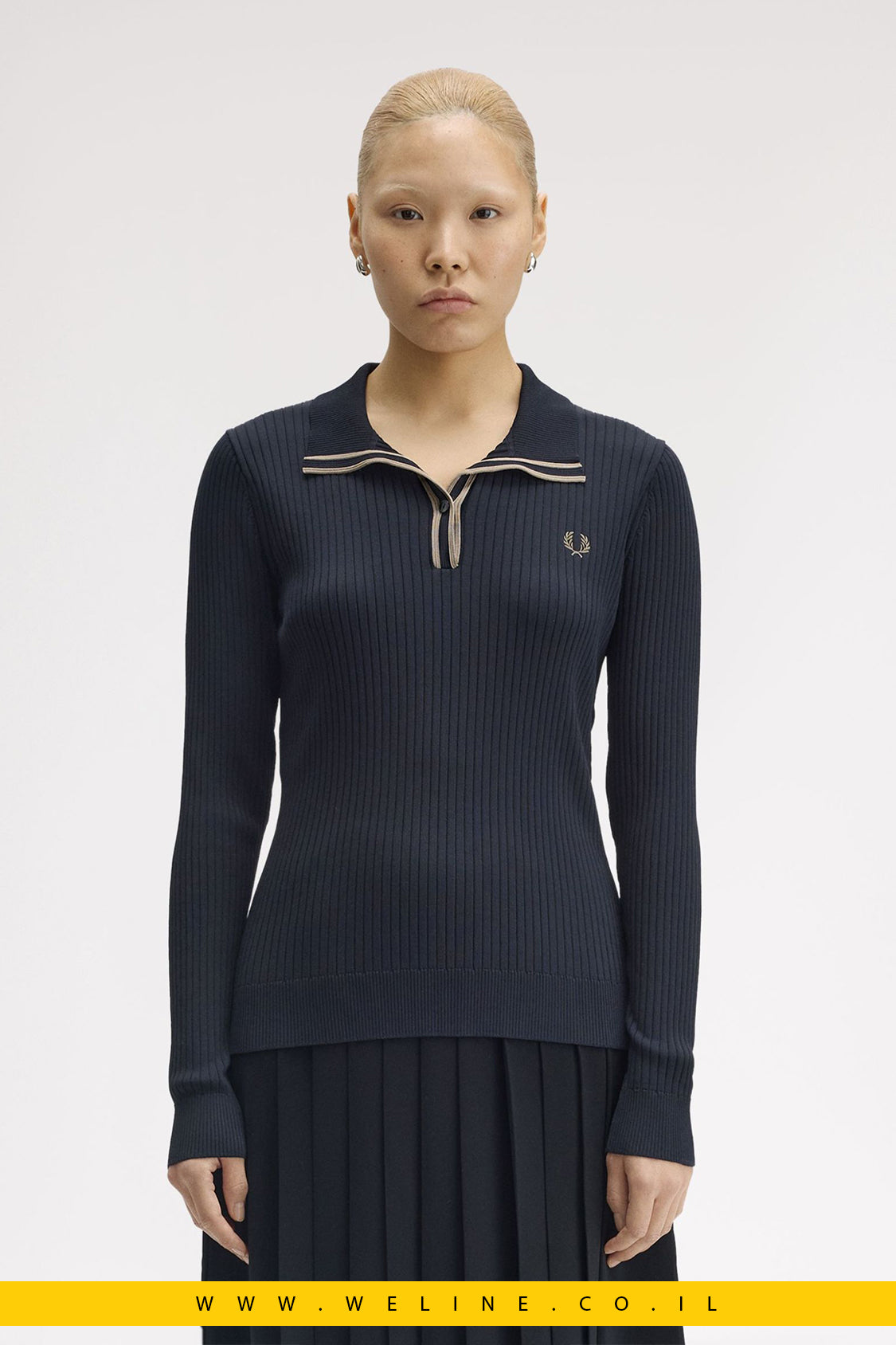 חולצת פולו סרוגה עם מרקם ריב – Fred Perry