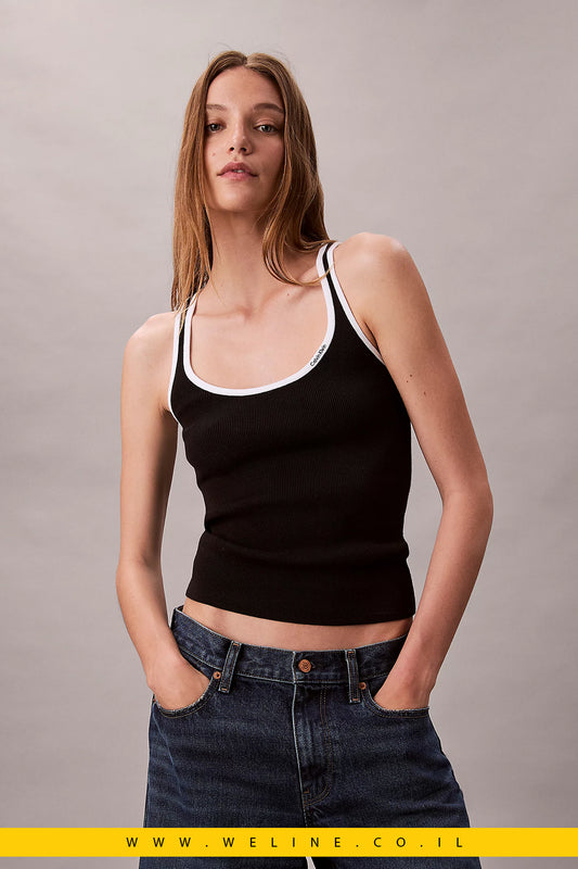 גופיית נשים Calvin Klein Ribbed עם מסגרת קונטרסט