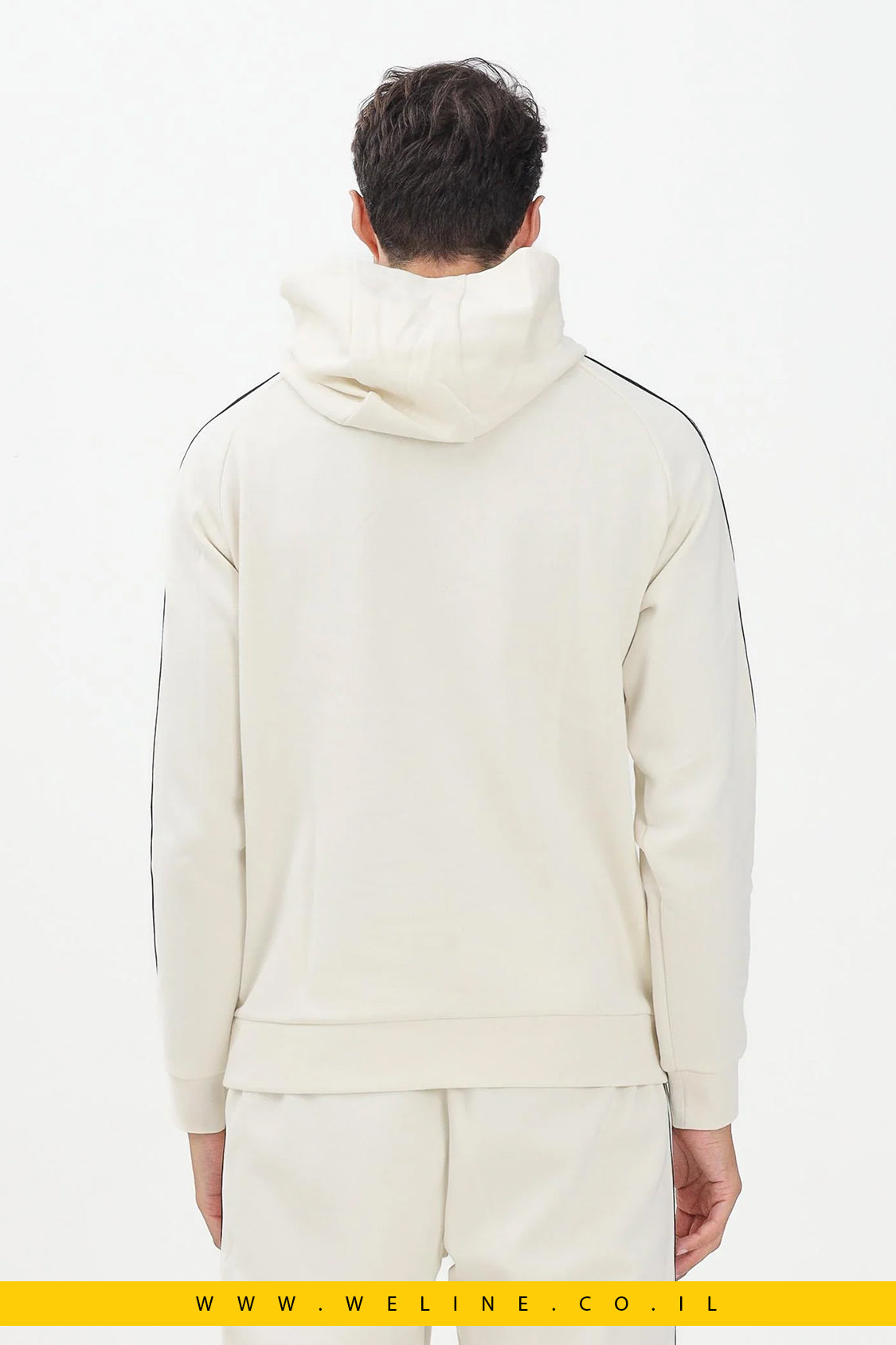 קפוצ'ון גברים EA7 Logo Series – צבע קרם, גזרת Regular