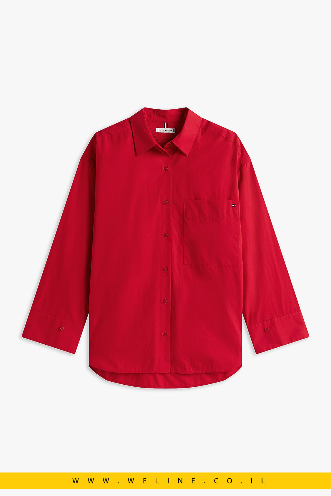 חולצת פופלין Oversized עם חפתים מתכווננים Tommy Hilfiger