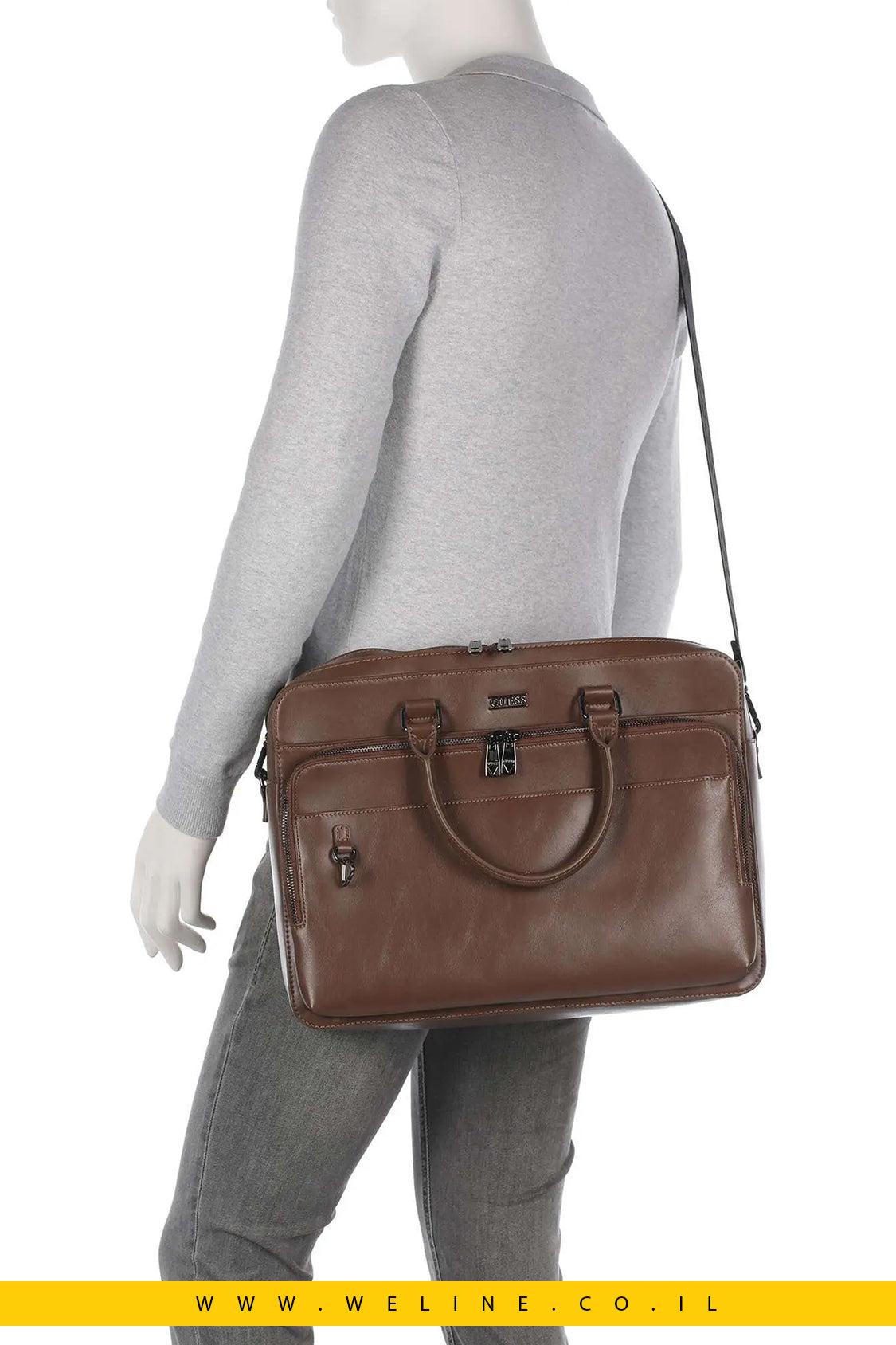 תיק מסמכים Torino למחשב 14″ מבית GUESS – חום