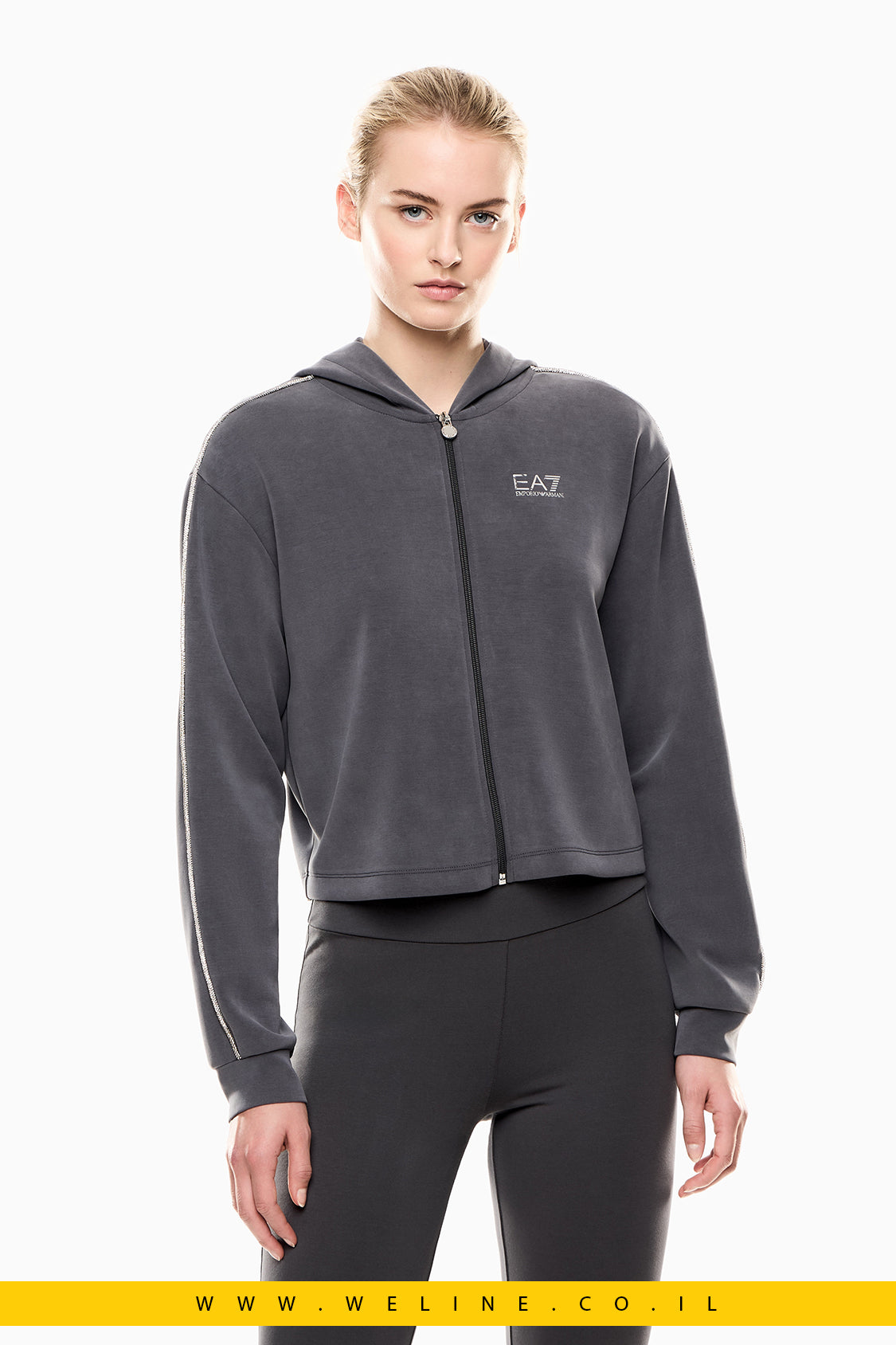 סווטשירט רוכסן נשים – Precious Stretch Modal – EA7 Emporio Armani