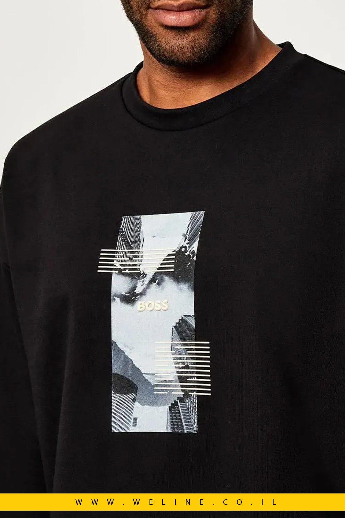 סווטשירט לגברים BOSS – שחור | קולקציית סתיו־חורף 2025