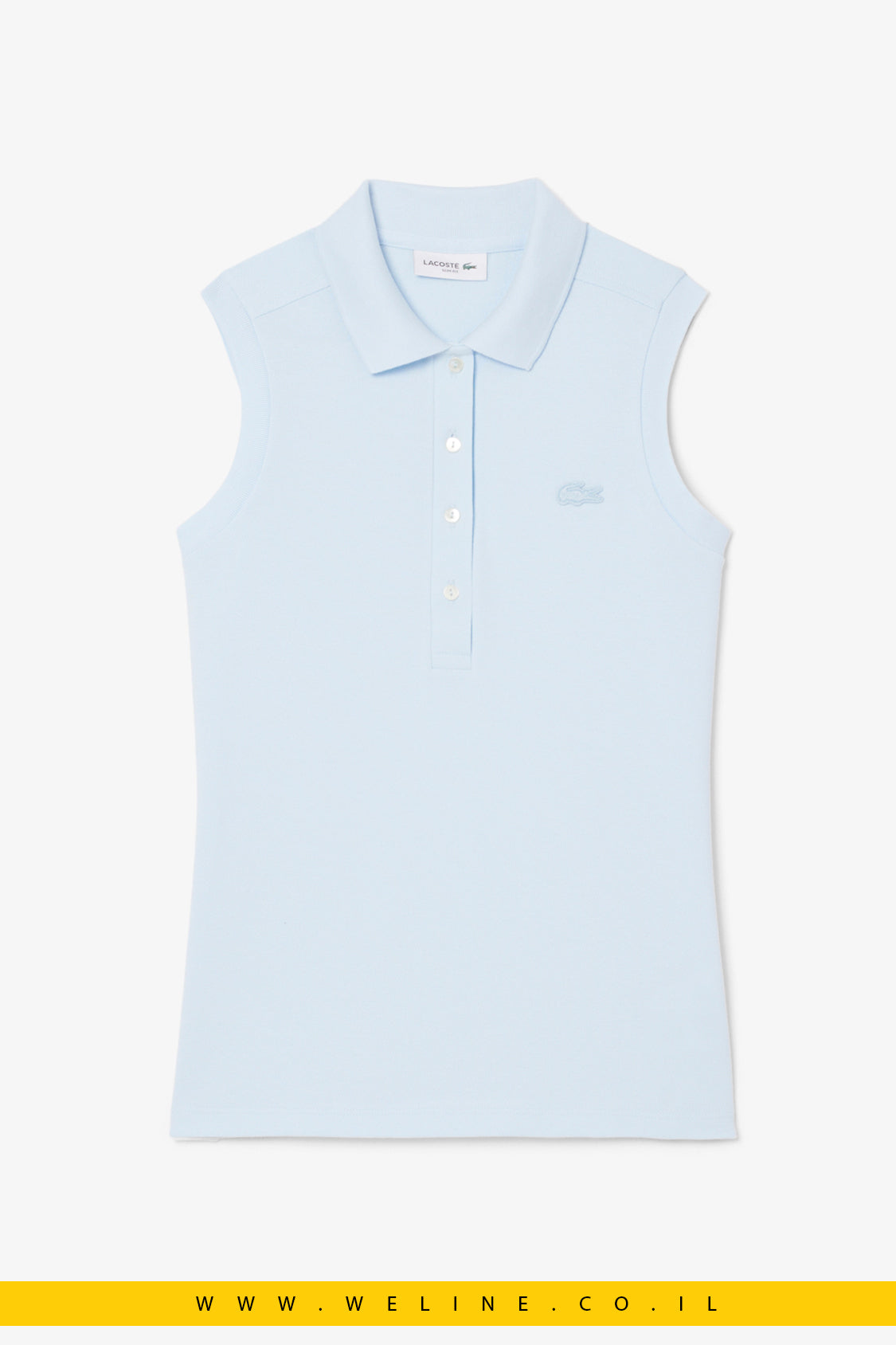 פולו לנשים ללא שרוולים בגזרת Slim – דגם L.12.D – כחול – Lacoste
